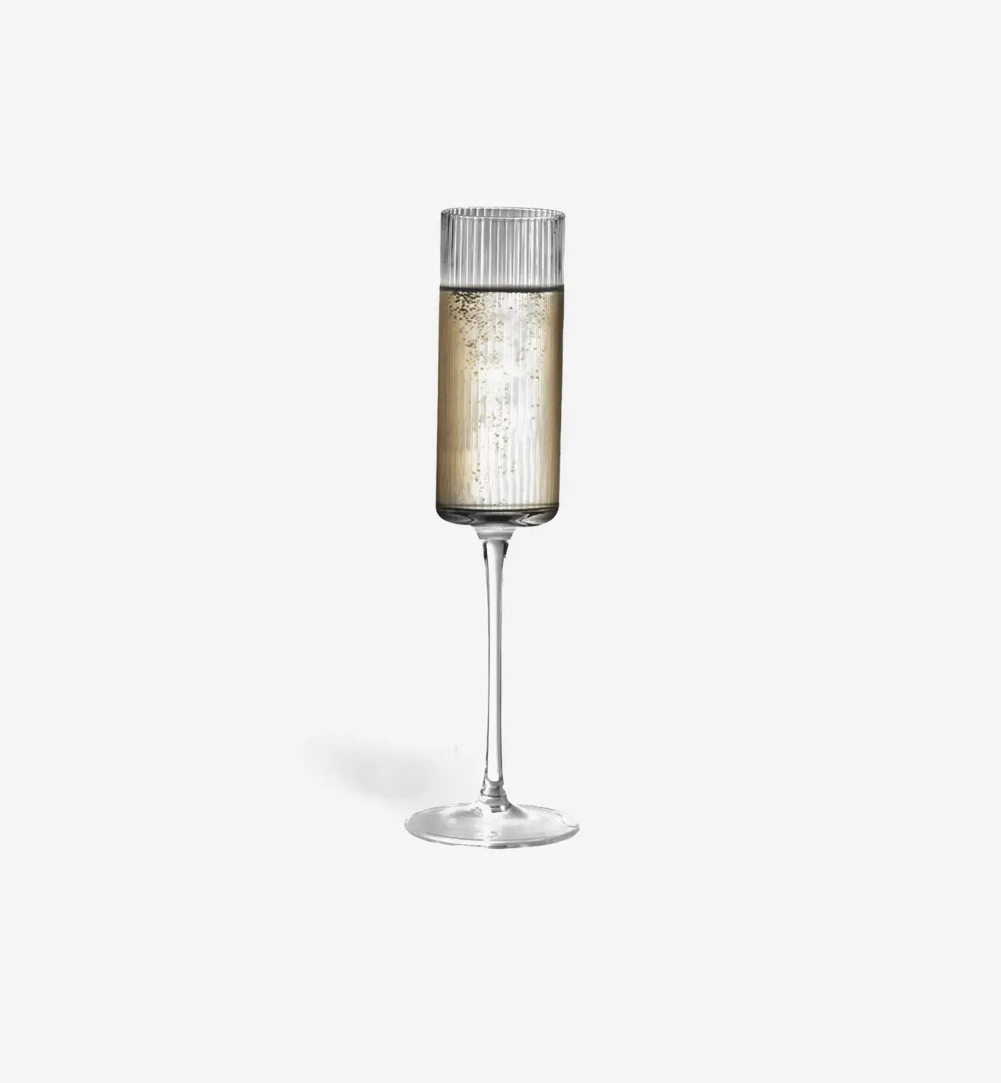 Verre à champagne 250 ml avec rayures verticales élégantes, idéal pour sublimer bulles fines et moments festifs avec style.