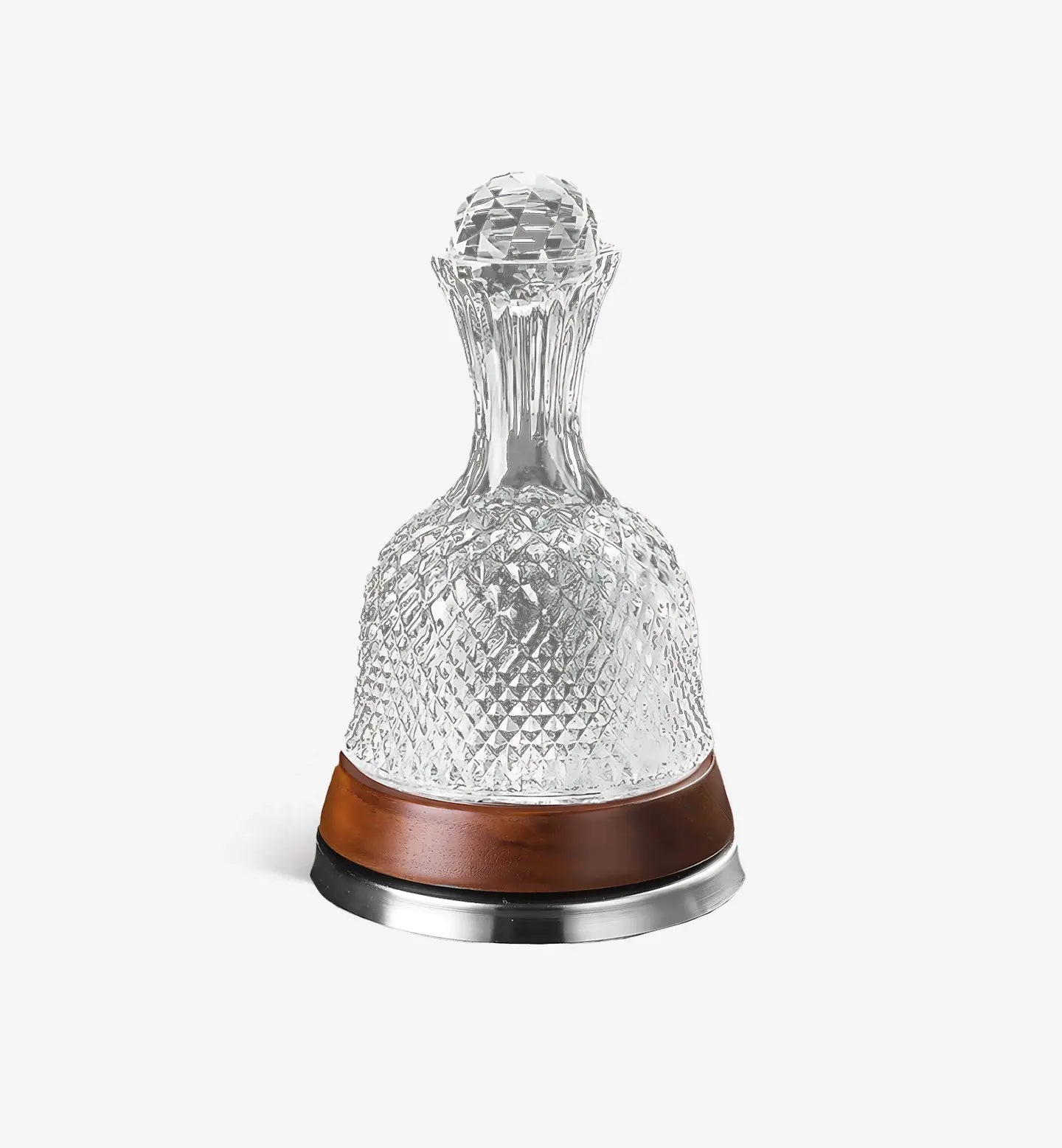 Carafe à vin rotative Orphée II 1500 ml, verre résistant avec socle en bois 360°, finitions naturelles et raffinées pour une oxygénation optimale et un service élégant.
