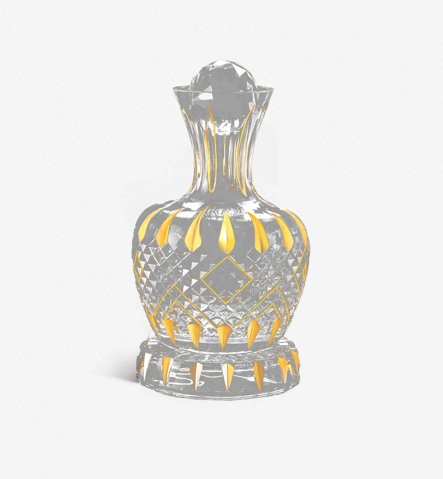 Carafe à vin rotative 1500 ml en verre, modèle Aurora avec ornements dorés. Élégante, résistante et fonctionnelle, parfaite pour la décantation.