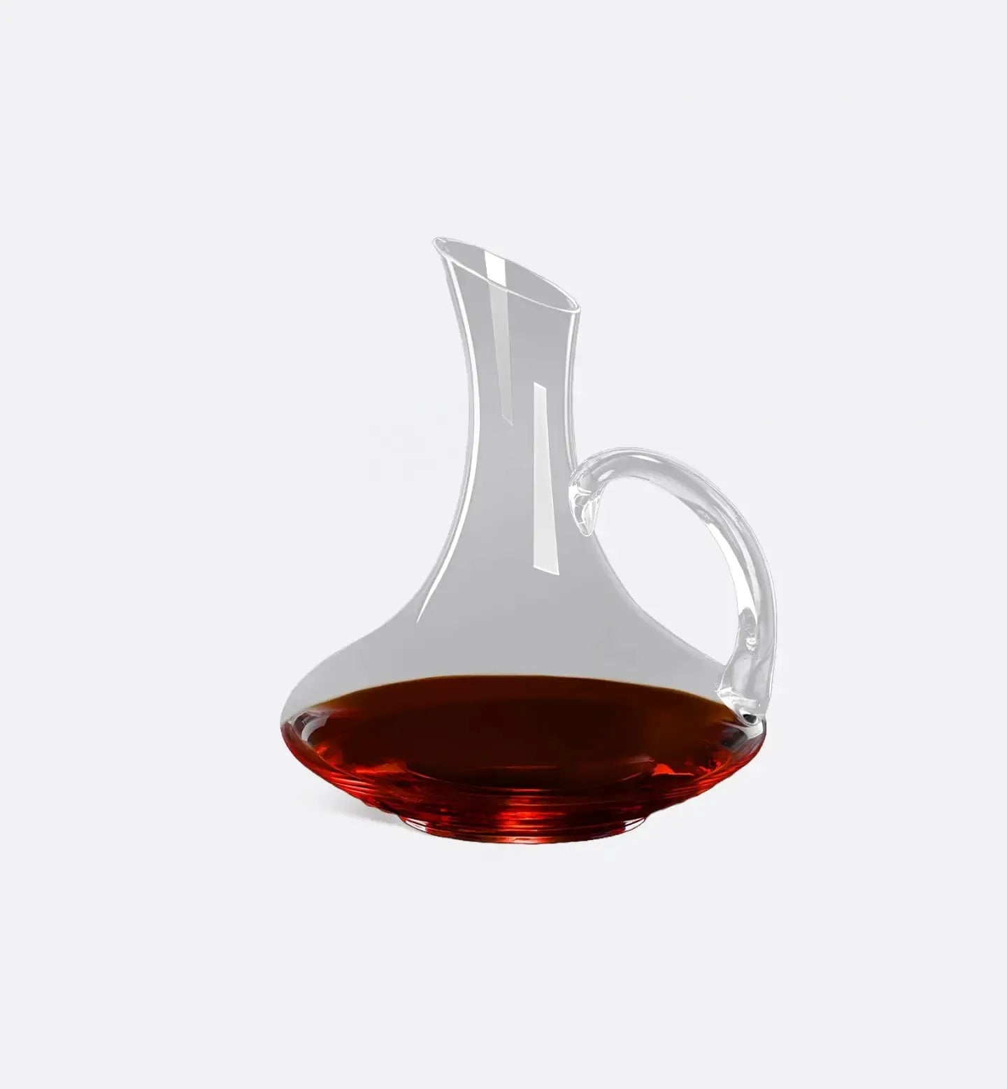 Carafe à vin 1,8L avec poignée latérale, verre lisse et design épuré. Élégance fonctionnelle pour sublimer la dégustation de vos vins rouges et blancs.