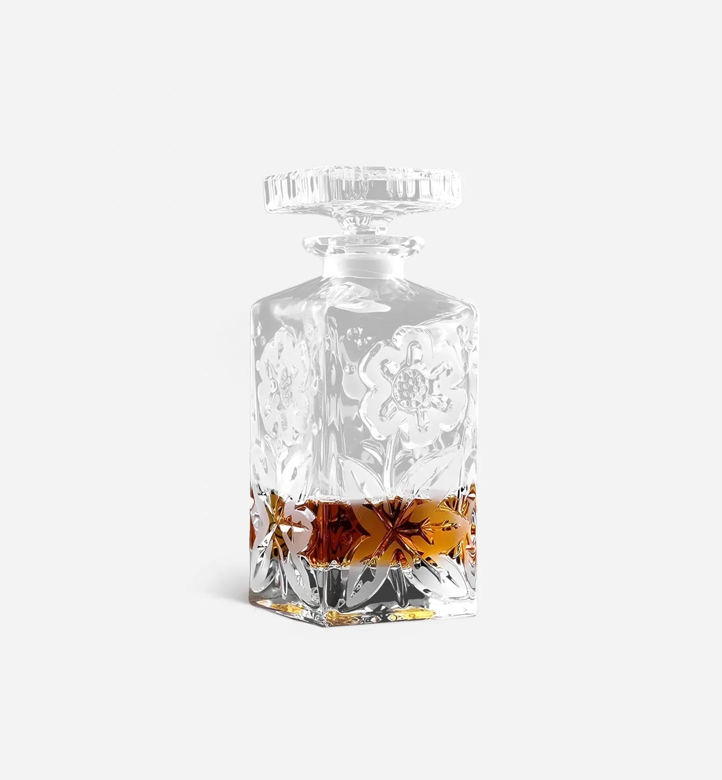 Carafe à whisky Flora en cristal, design floral avec forme pavé droit, capacité 800 ml. Élégance moderne pour sublimer vos spiritueux.