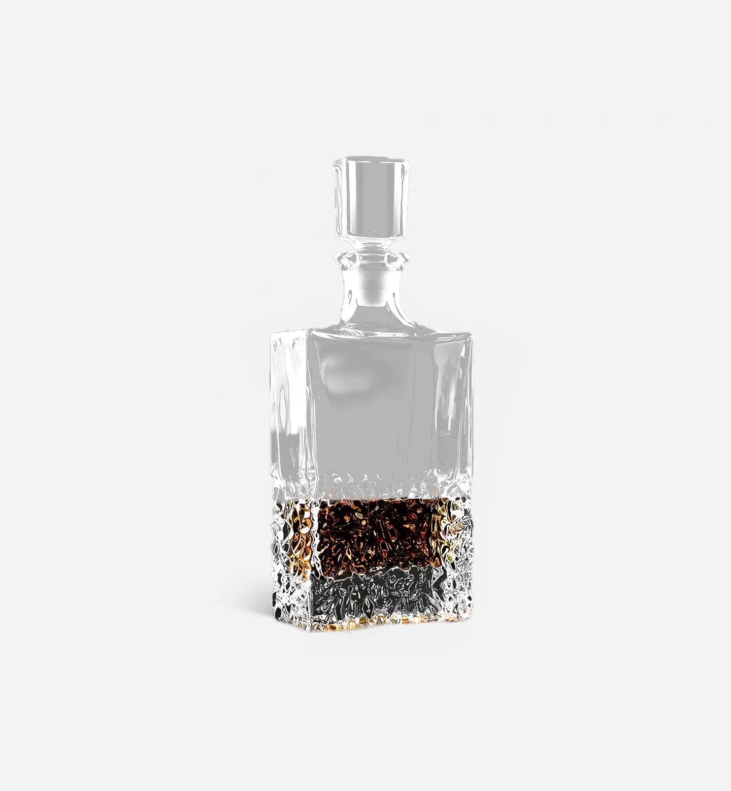Carafe à whisky Pavillumi en cristal, design pavé droit avec base texturée en pointillisme, capacité 800 ml. Élégance contemporaine et détails raffinés.
