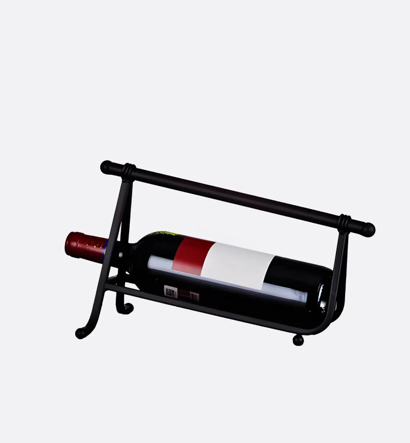 Porte-bouteilles noir au design classique et raffiné. Support élégant, discret et robuste pour sublimer le rangement de vos bouteilles de vin ou spiritueux.