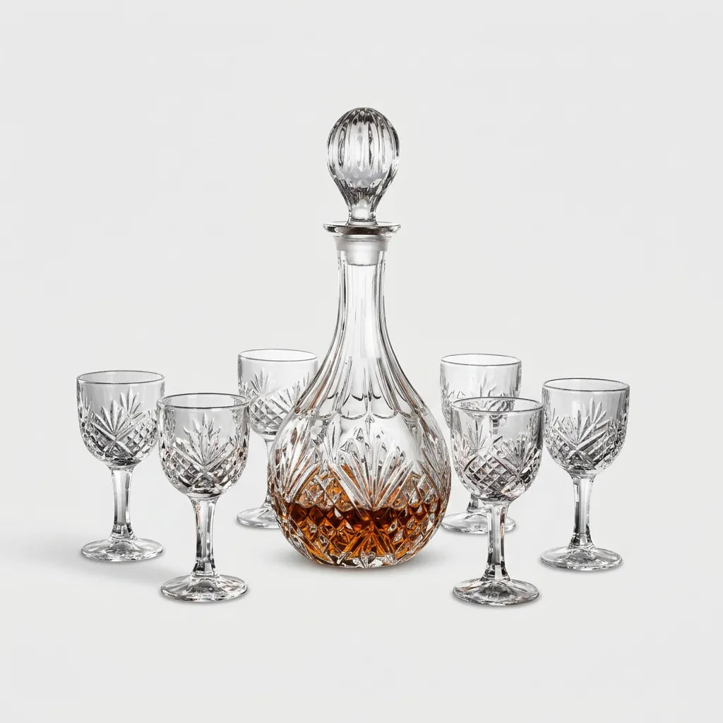 Juego de whisky de cristal – Raindrops