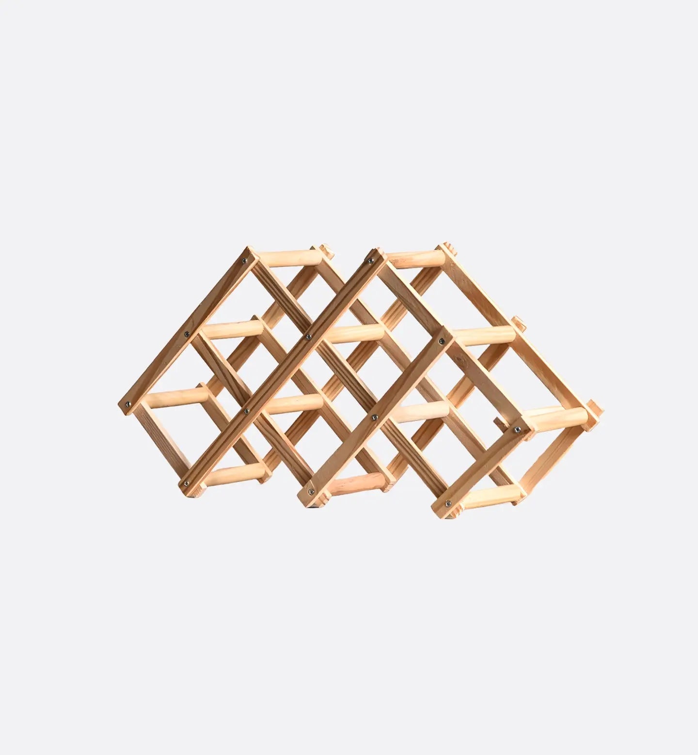Range-bouteilles en bois brut pour 6 bouteilles, dimensions 45 x 23,5 cm. Pratique et naturel, idéal pour cave et espace bar.