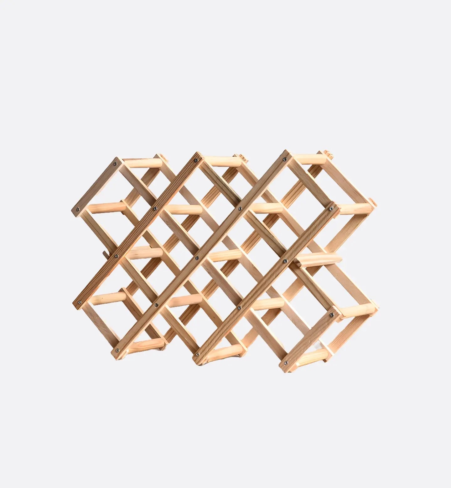 Range-bouteilles en bois brut pour 10 bouteilles, dimensions 45 x 31 cm. Grande capacité et design naturel, idéal pour caves et bars.