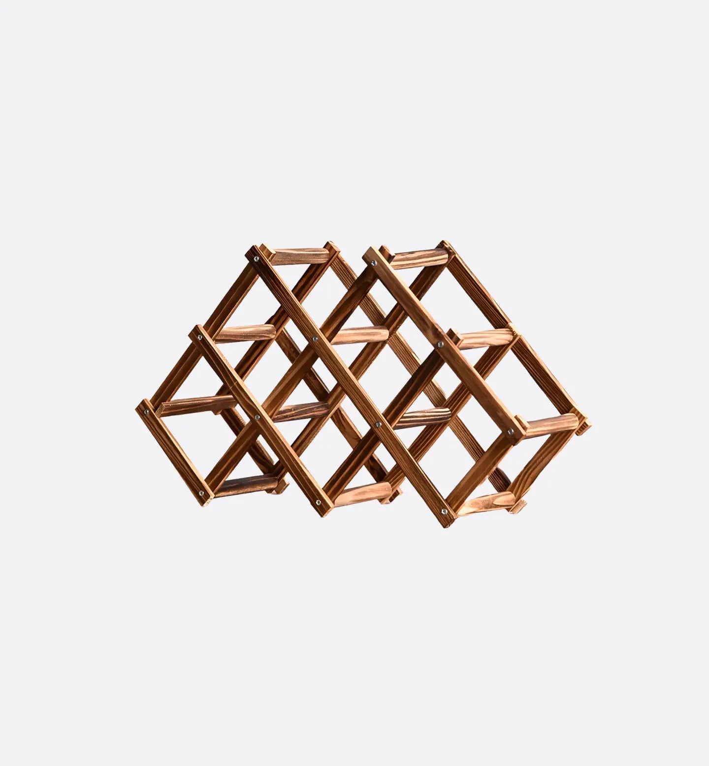 Range-bouteilles en bois carbonisé pour 6 bouteilles, dimensions 45 x 23,5 cm. Design sobre et contemporain, parfait pour collection raffinée.