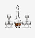 Service à whisky en cristal Elixir II — carafe et verres, vue de face sur fond blanc