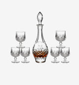 Service à whisky en cristal Elixir II — carafe et verres, vue de face sur fond blanc