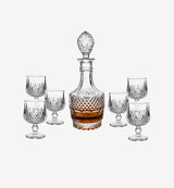 Service à whisky en cristal Elixir III — carafe et verres, vue de face sur fond blanc