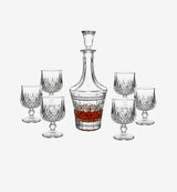 Service à whisky en cristal Vintage II — carafe et verres, vue de face sur fond blanc