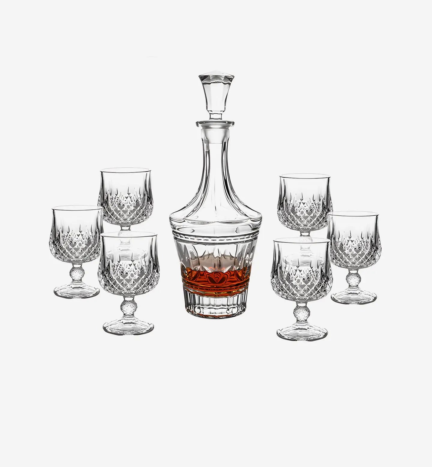 Service à whisky en cristal style Vintage II, carafe 750 ml + 6 verres 260 ml. Élégance vintage et design raffiné pour un moment de dégustation privilégié.