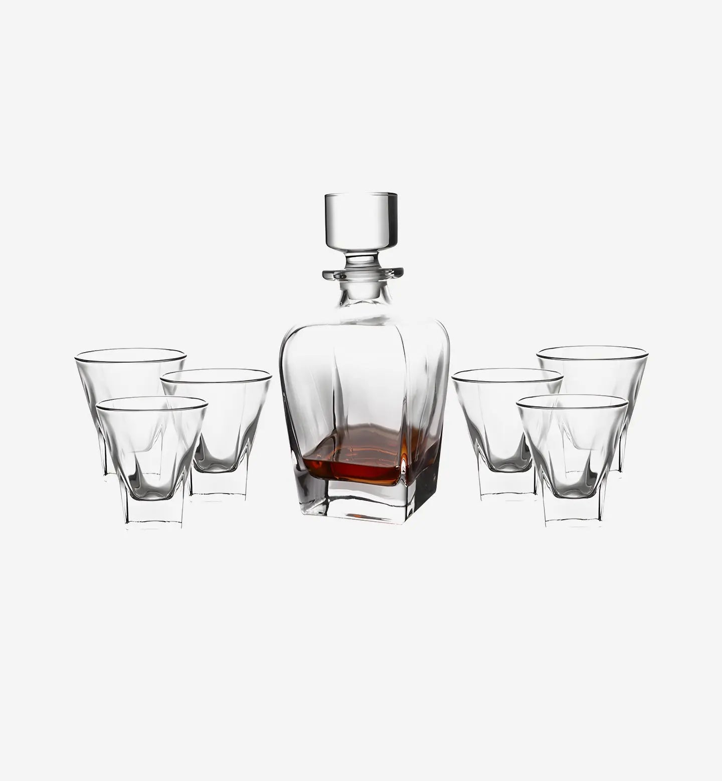 Service à whisky en cristal style classique II. Carafe 630 ml + 6 verres de 200 ml. Élégance compacte et design épuré pour une dégustation raffinée.