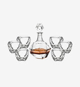 Service à whisky en cristal Gemme — carafe et verres, vue de face sur fond blanc