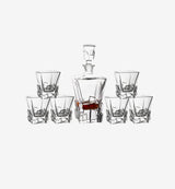Service à whisky en cristal Monolithe — carafe et verres, vue de face sur fond blanc