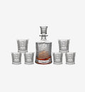 Service à whisky en cristal Rays — carafe et verres, vue de face sur fond blanc