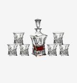 Service à whisky en cristal Sea — carafe et verres, vue de face sur fond blanc