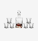 Service à whisky en cristal Twist — carafe et verres, vue de face sur fond blanc