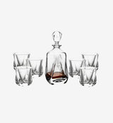 Service à whisky en cristal Twist II — carafe et verres, vue de face sur fond blanc
