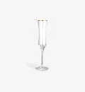 Flûte à champagne Gold Rim 148 ml, silhouette élancée, vue de face sur fond blanc