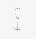Flûte à champagne Gold Rim II 255 ml, silhouette élancée, vue de face sur fond blanc