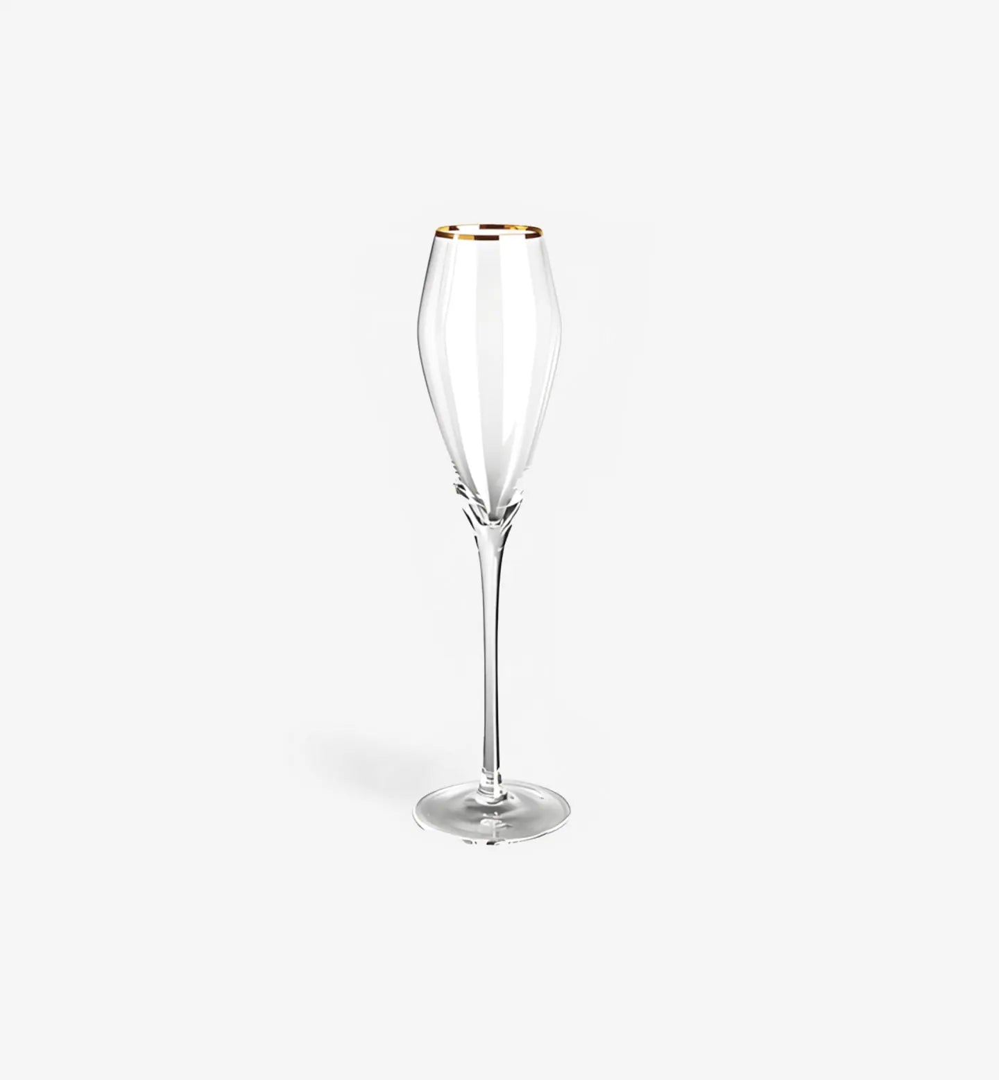 Verre à champagne 255 ml avec bord doré. Design raffiné et chic, idéal pour les moments festifs et les grandes occasions. Élégance intemporelle.