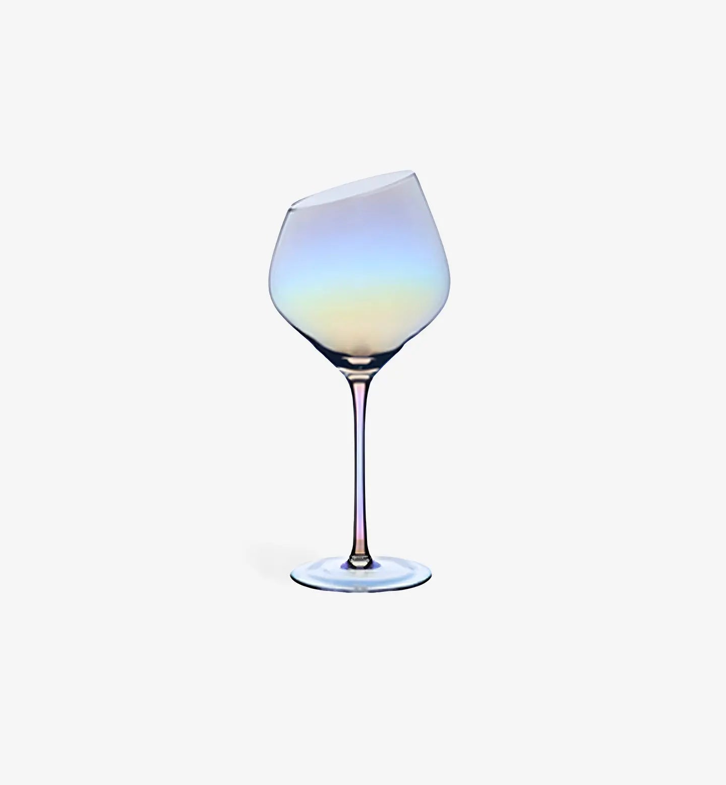 Verre à vin irisé 160 ml au sommet asymétrique, design poétique et raffiné. Parfait pour sublimer vos dégustations et réceptions.