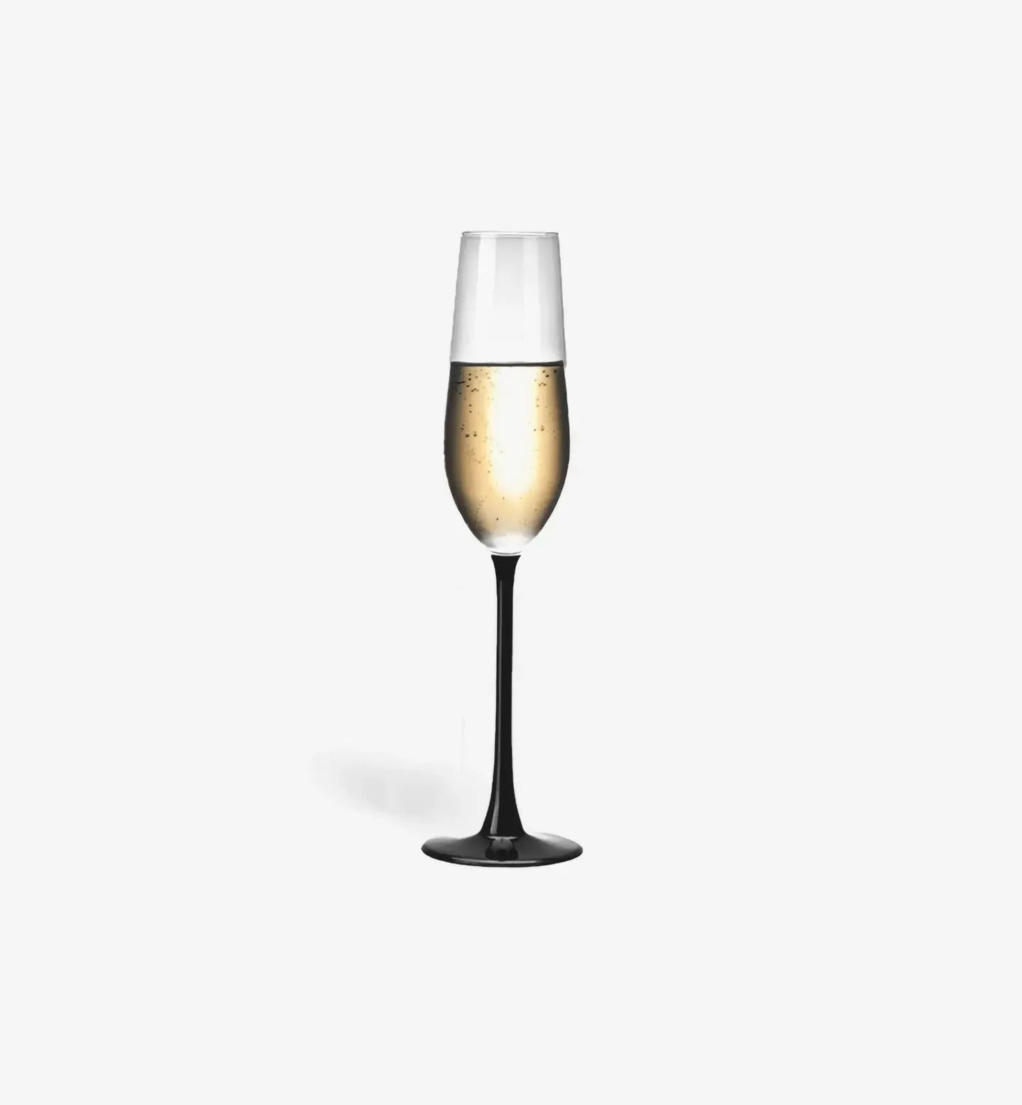 Verre à champagne 205 ml au design traditionnel avec pied rouge ou noir, alliant élégance classique et touche moderne pour des toasts stylés.