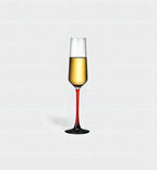Verre à champagne élégant 200 ml avec pied rouge. Design classique et sobre, parfait pour célébrations, réceptions et cadeaux chic.