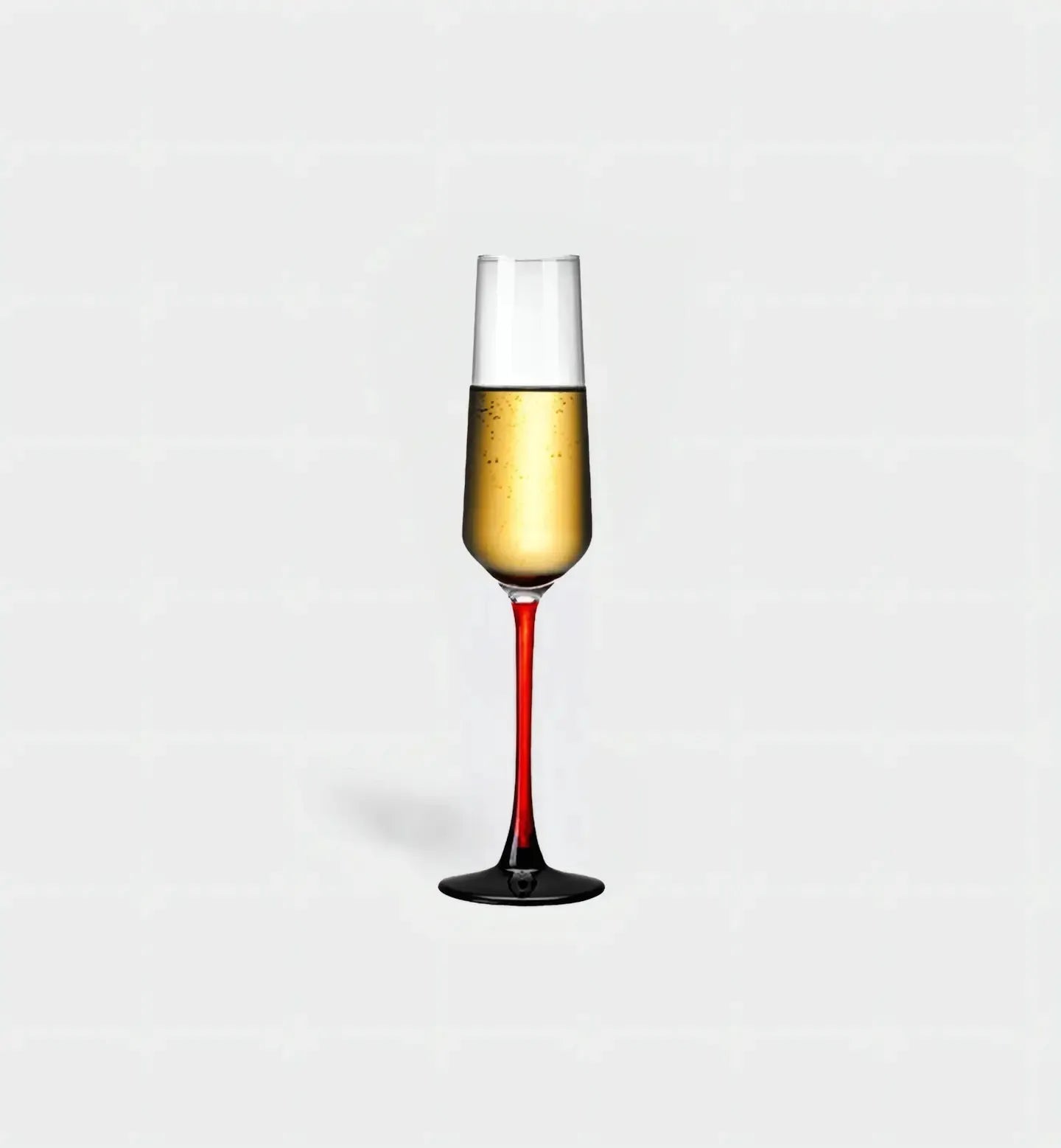 Verre à champagne élégant 200 ml avec pied rouge. Design classique et sobre, parfait pour célébrations, réceptions et cadeaux chic.