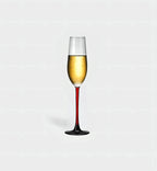Verre à champagne 205 ml au design traditionnel avec pied rouge ou noir, alliant élégance classique et touche moderne pour des toasts stylés.