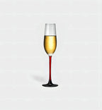 Verre à champagne 205 ml au design traditionnel avec pied rouge ou noir, alliant élégance classique et touche moderne pour des toasts stylés.
