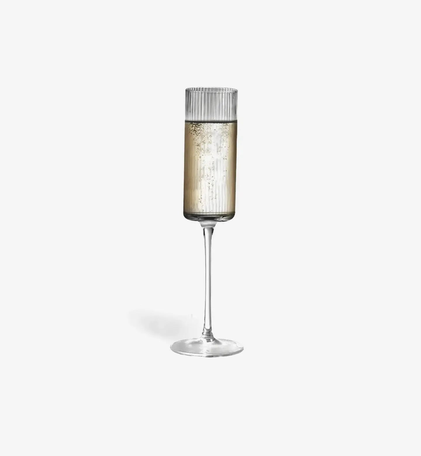 Verre à champagne 250 ml avec rayures verticales élégantes, idéal pour sublimer bulles fines et moments festifs avec style.