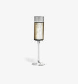 Flûte à champagne Cylin Rayé 250 ml, silhouette élancée, vue de face sur fond blanc