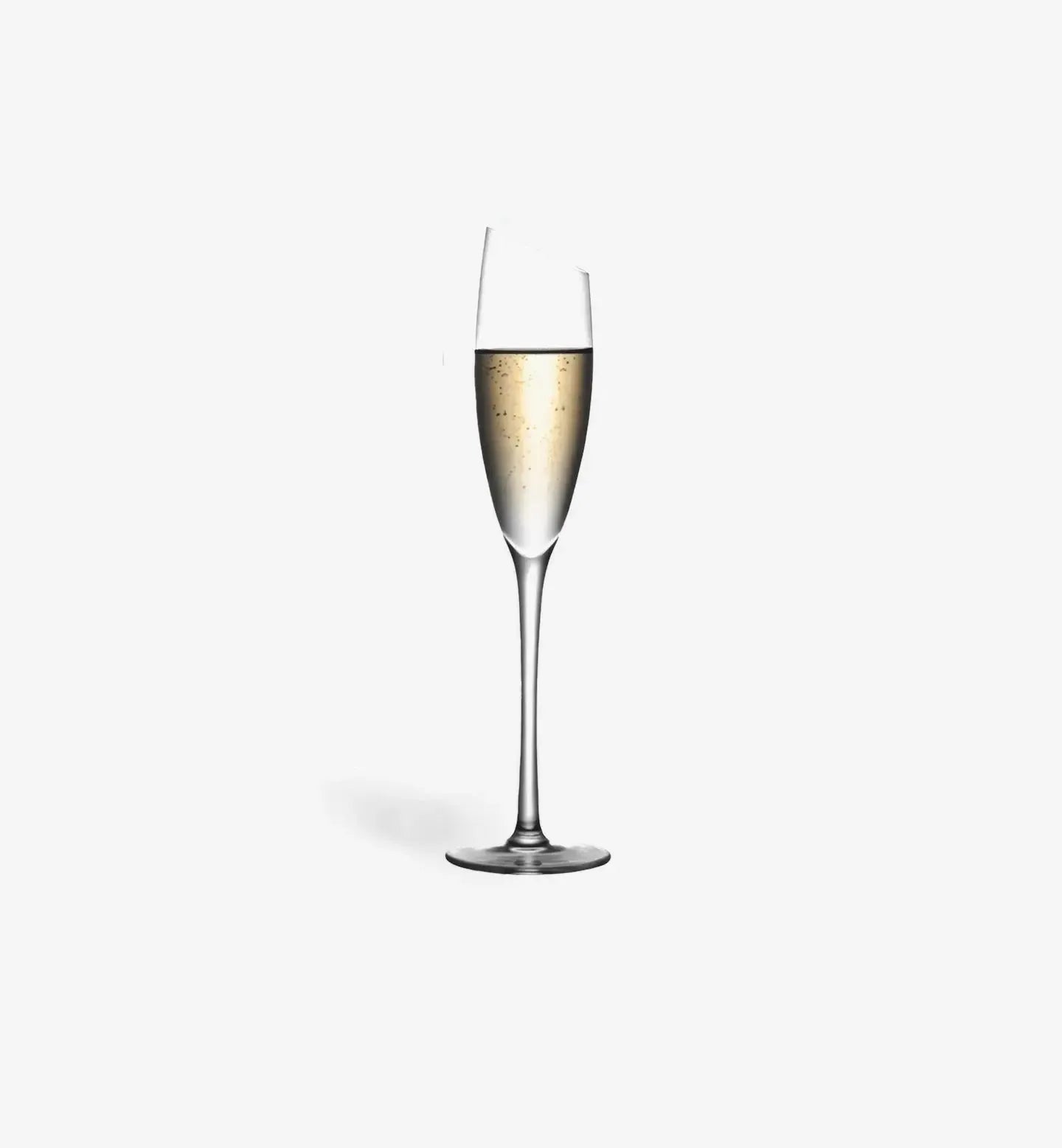 Ce verre à champagne 195 ml au sommet incliné associe design sculptural et élégance, idéal pour sublimer champagnes et cocktails festifs.