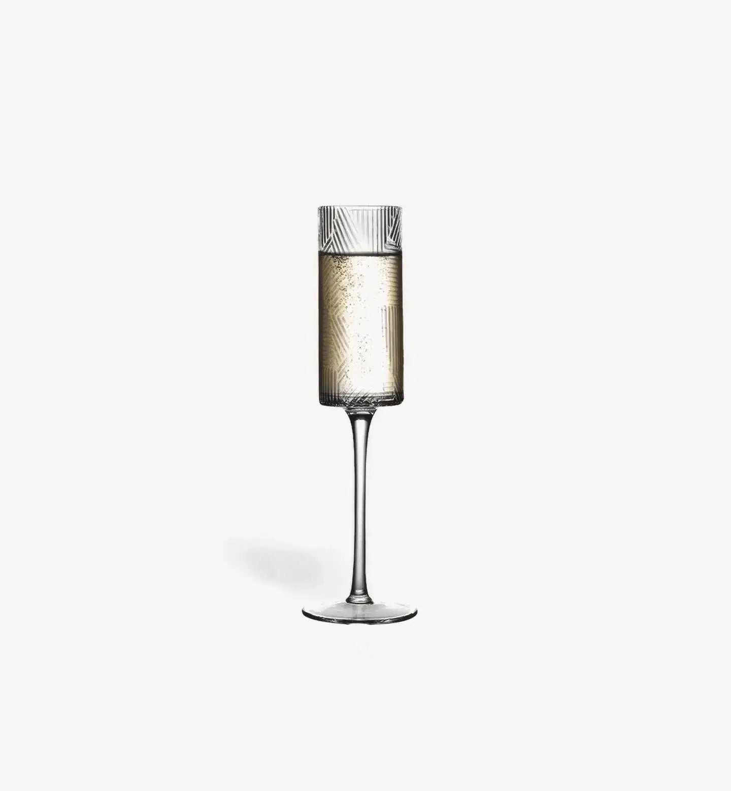 Verre à champagne 195 ml avec rayures texturées. Design cylindrique élégant pour sublimer champagnes et cocktails pétillants.