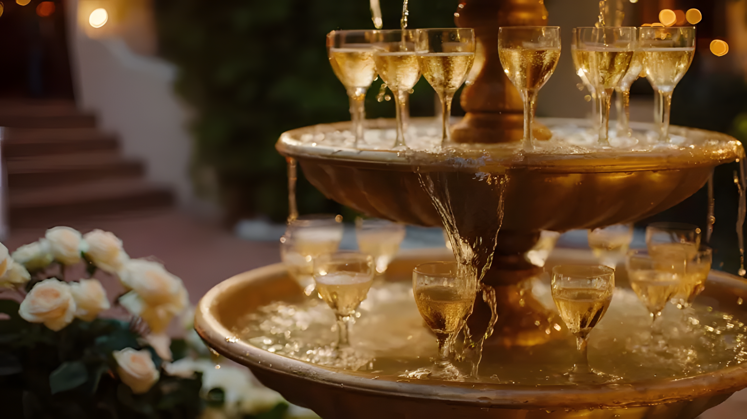 verres à champagne élégants sur table de mariage